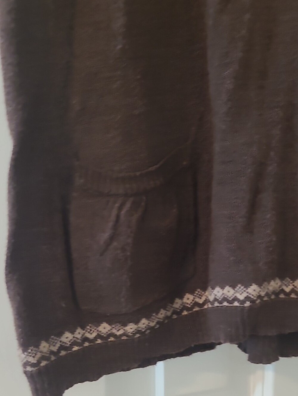 Hollister Brown Hooded Short-Sleeve Cardigan with Knit Pattern - Picture 3 of 7